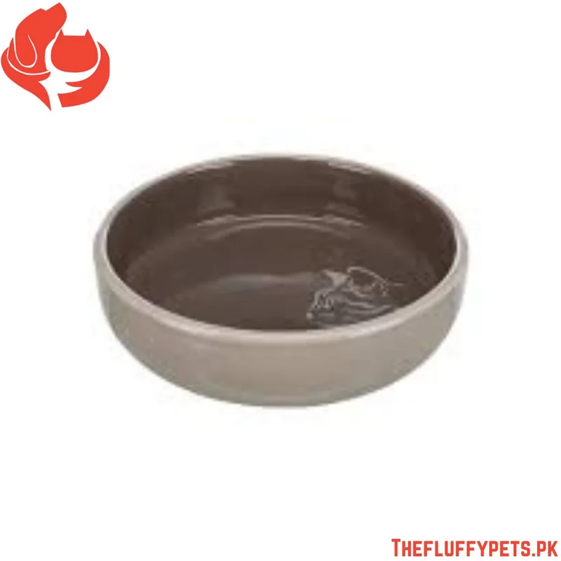 Trixie Cat Flat Ceramic Bowl with Printed Cat – White – 15 cm