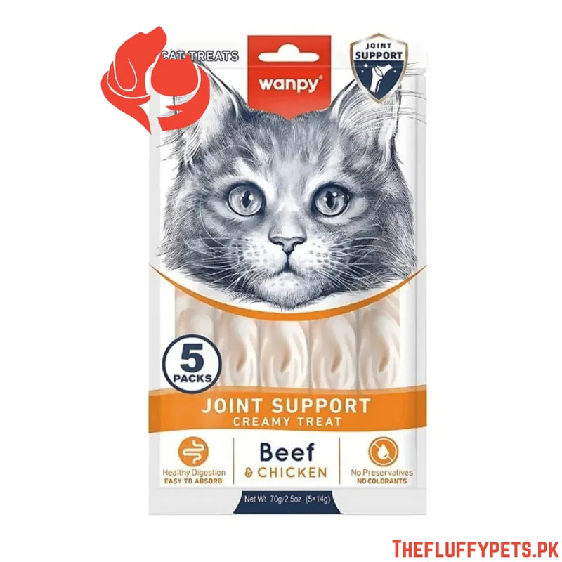 Wanpy Adult Cat Functional Creamy Lickable Treat - Beef & Chicken (Joint Support) 70 g Pouch