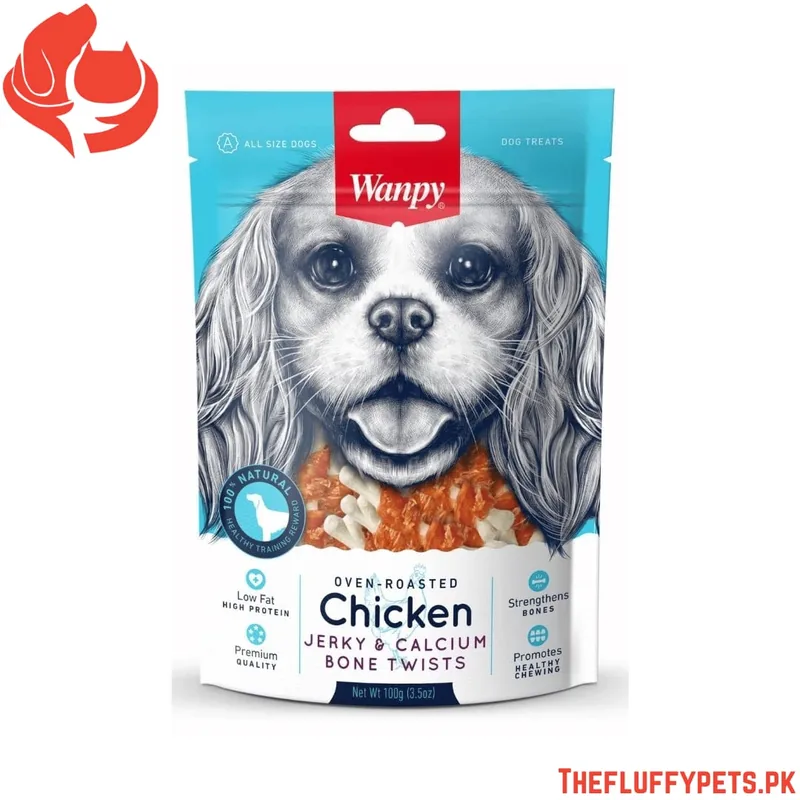 Wanpy Chicken Jerky and Calcium Bone Twists – 100g
